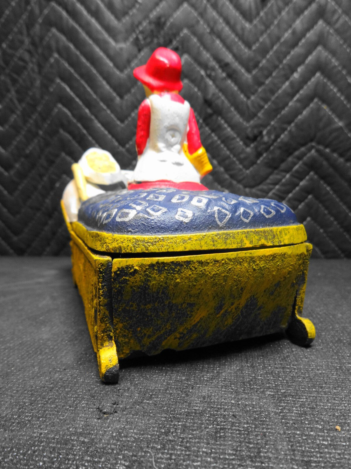 RARE BITS AND PIECES CAST IRON MECHANICAL BANK LITTLE RED RIDING HOOD