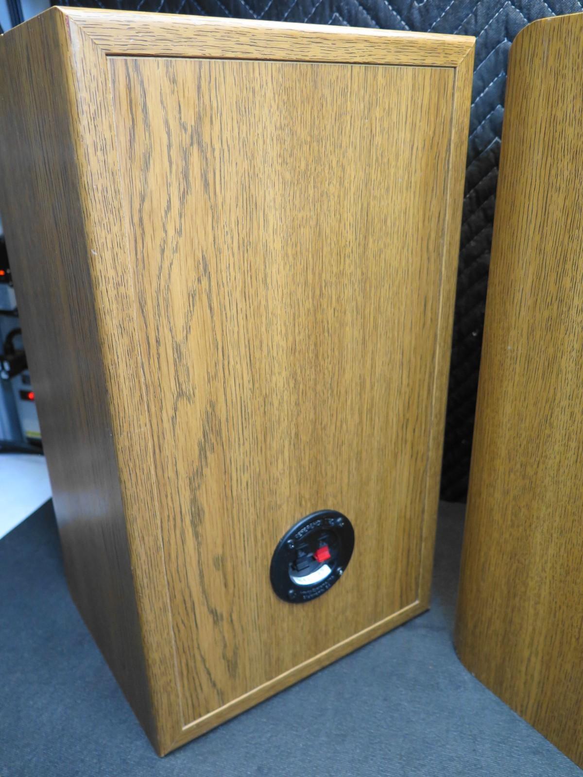 INFINITY Reference Two Book Shelf Speaker Pair Oak Cabinet 10x10x18 - *REFOAMED*