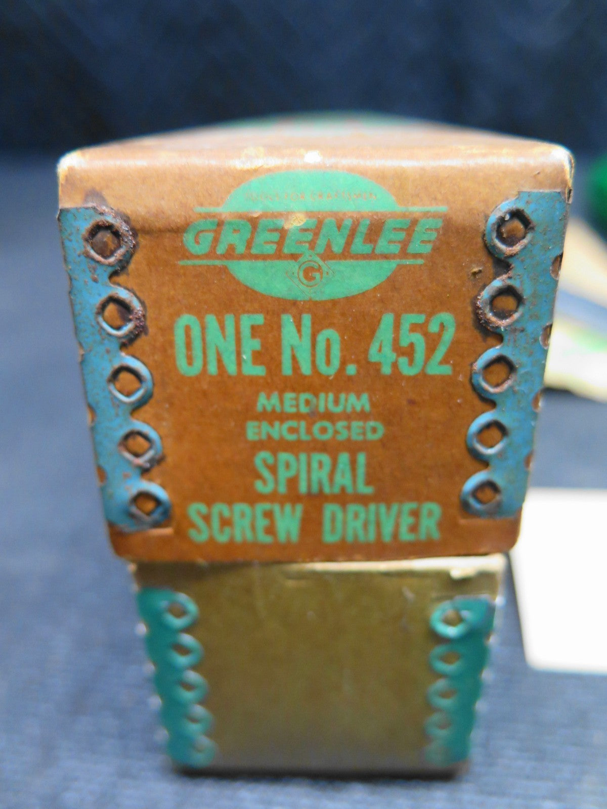 Vintage Greenlee Spiral Screwdriver No. 452 USA Made w/ 3 Original Bits & Box.