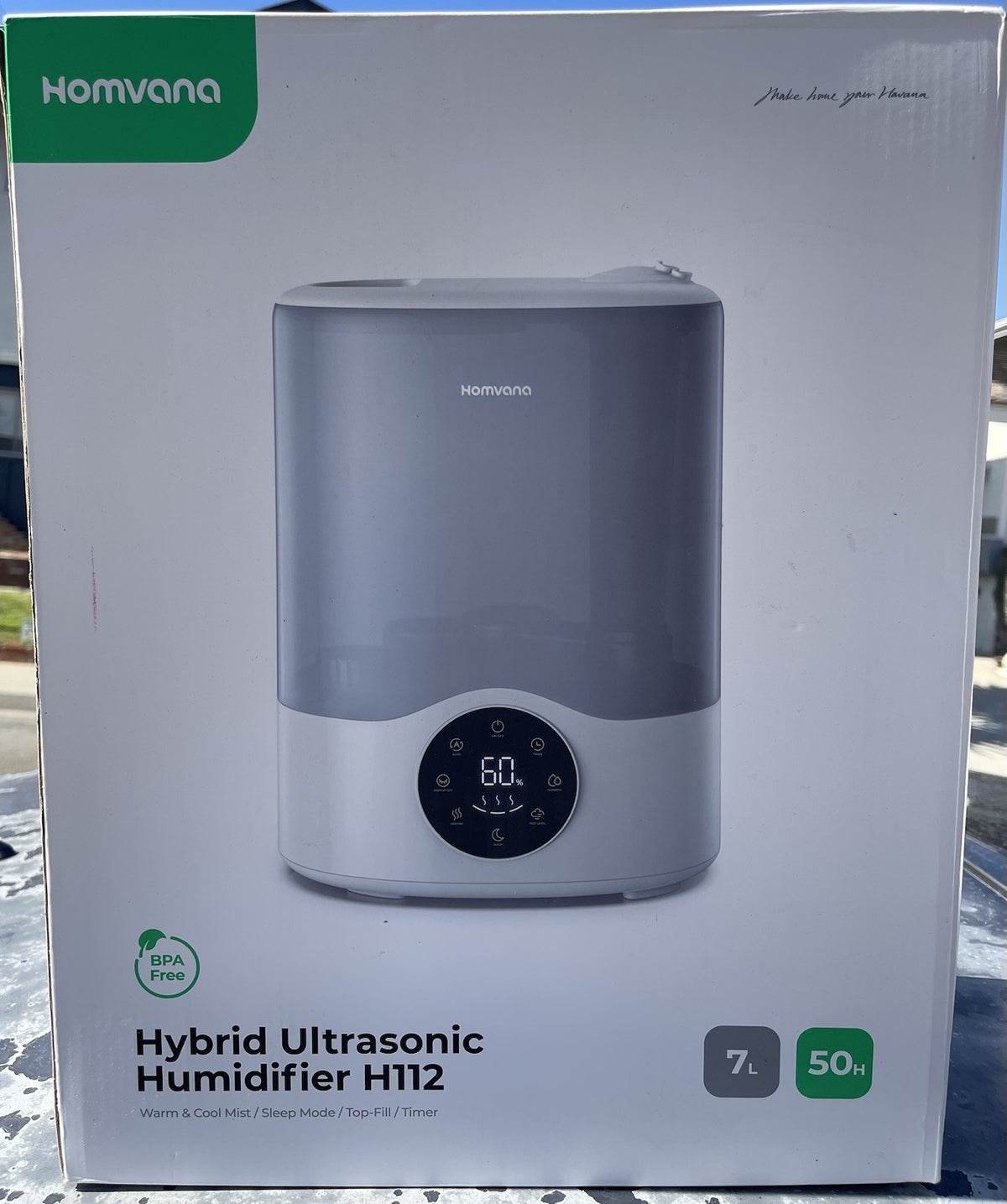 Homvana Humidifier Large Room, 7L (807 Sq Ft) Smart Warm and Cool Mist, Top-Fill