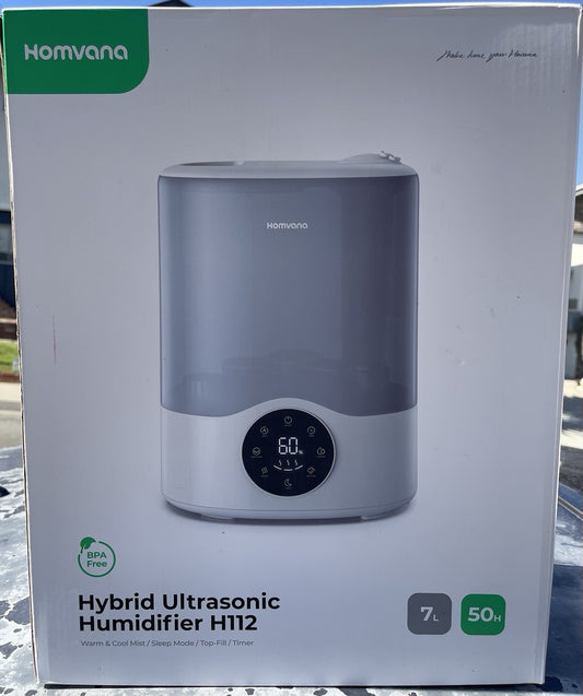 Homvana Humidifier Large Room, 7L (807 Sq Ft) Smart Warm and Cool Mist, Top-Fill