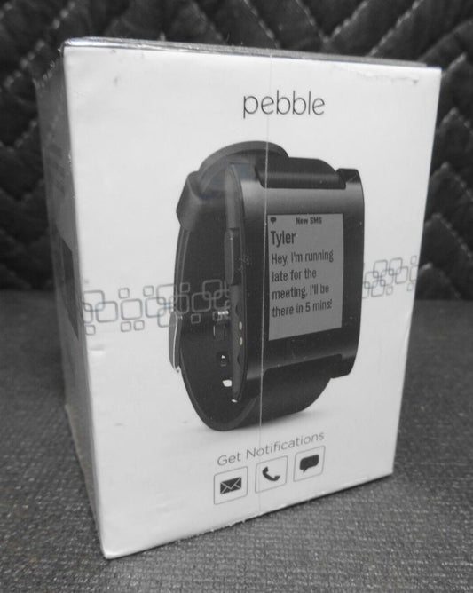 Pebble Smartwatch for iPhone iOS and Android OS Jet Black New (Factory Sealed)