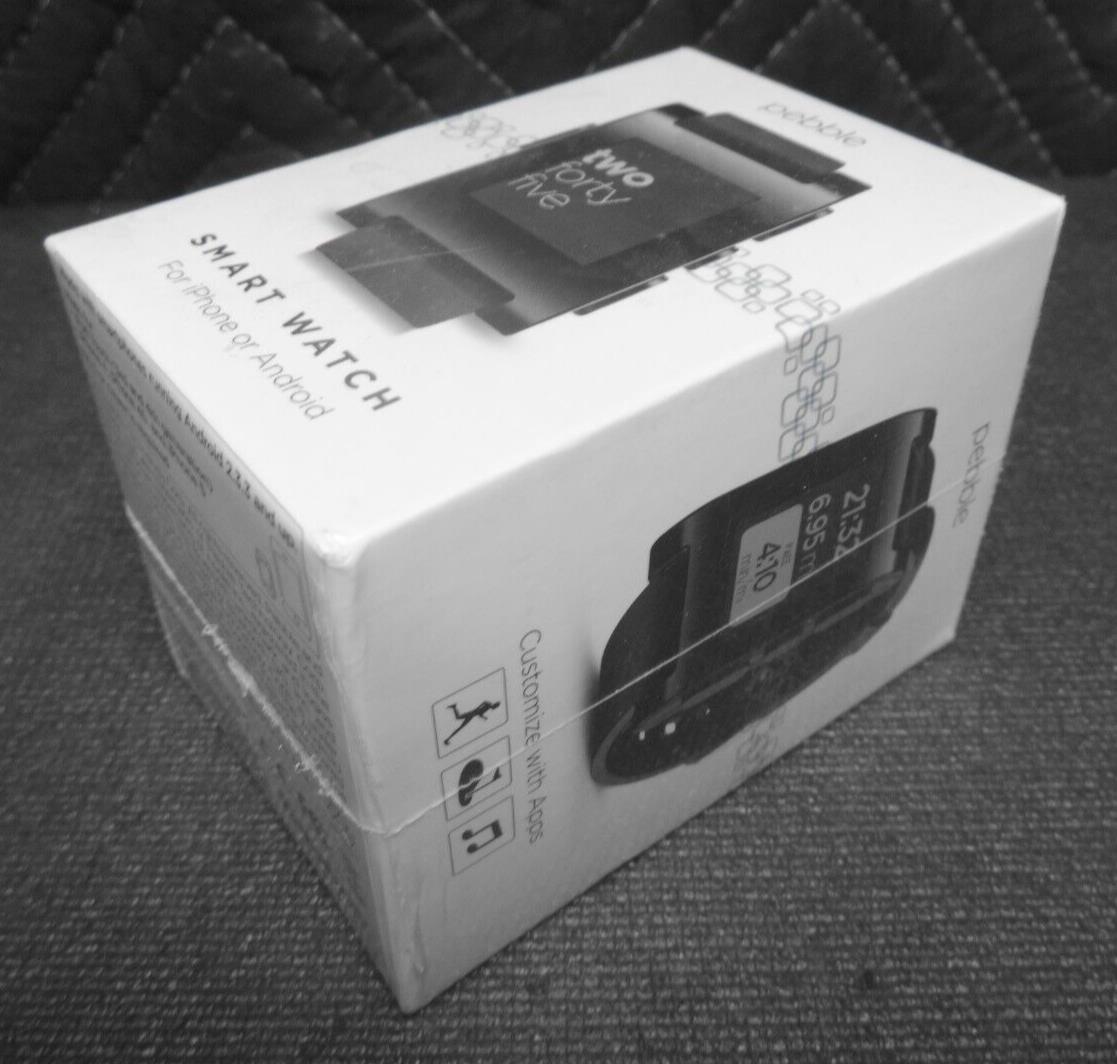 Pebble Smartwatch for iPhone iOS and Android OS Jet Black New (Factory Sealed)