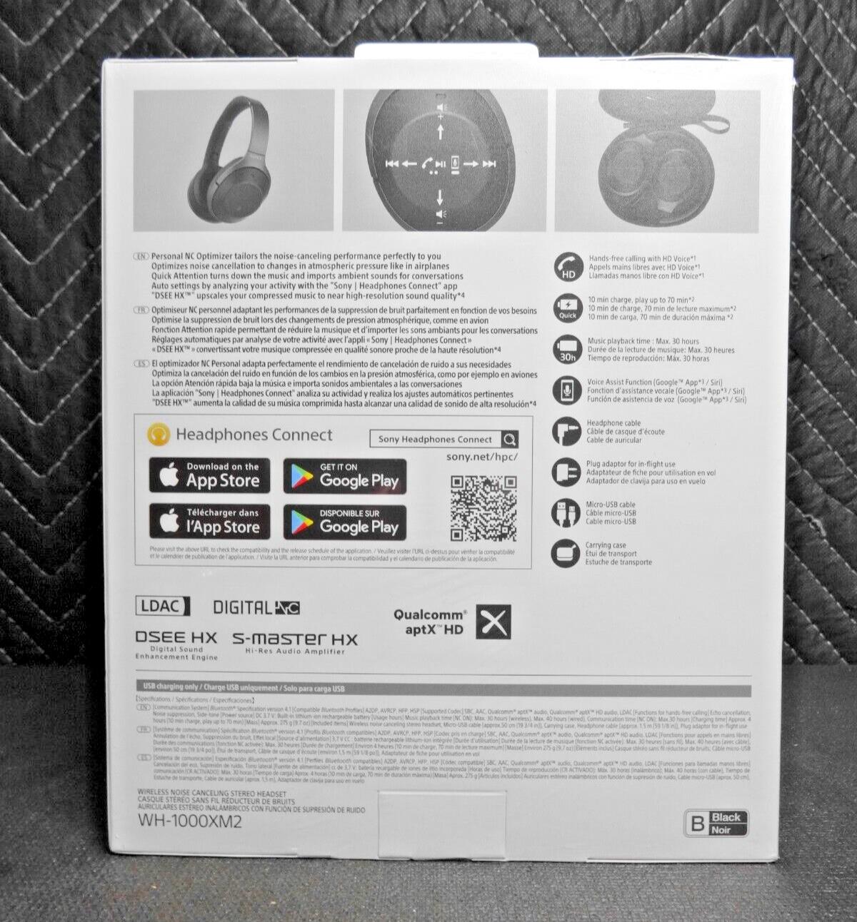 FACTORY SEALED Sony WH1000XM2 Over-Ear Wireless Headphones - Black