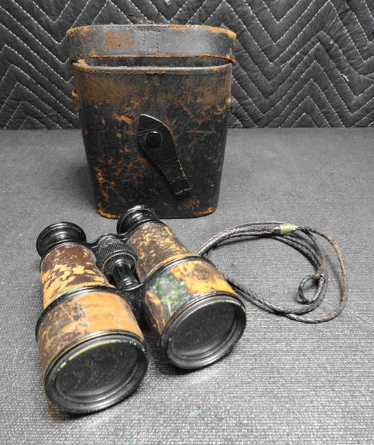 Vintage Lemaire Fabt Paris Binoculars WWl Era with Original Leather Case