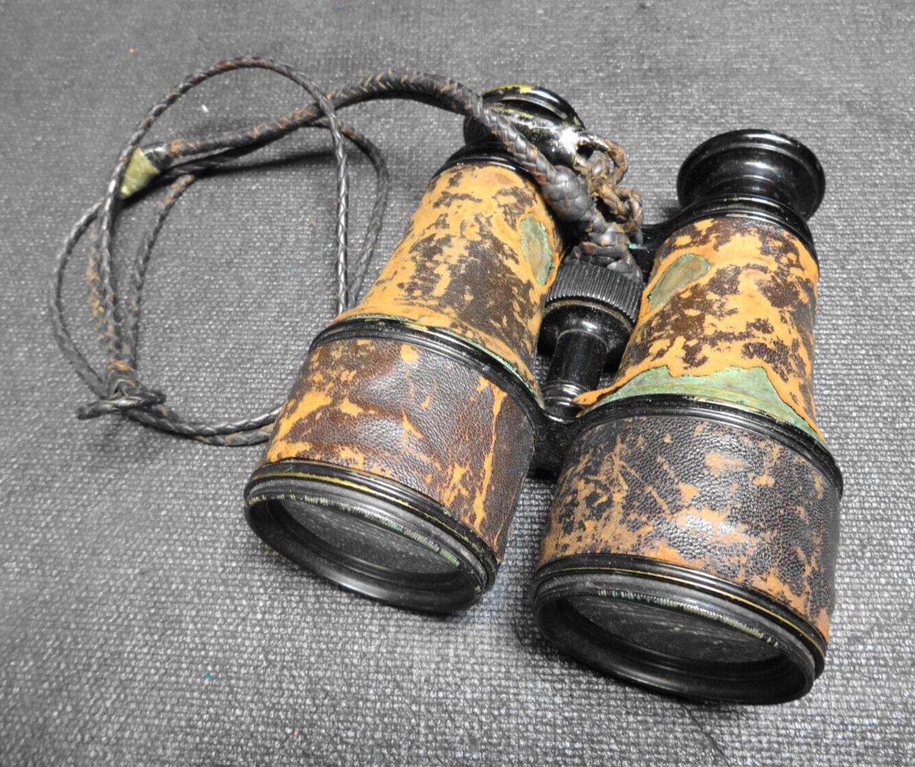 Vintage Lemaire Fabt Paris Binoculars WWl Era with Original Leather Case