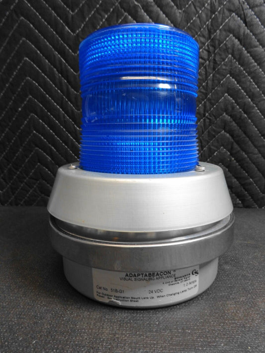 EDWARDS SIGNALING ADAPTABEACON FLASHING BLUE LIGHT W/HORN 51B-G1 24VDC 1.1A