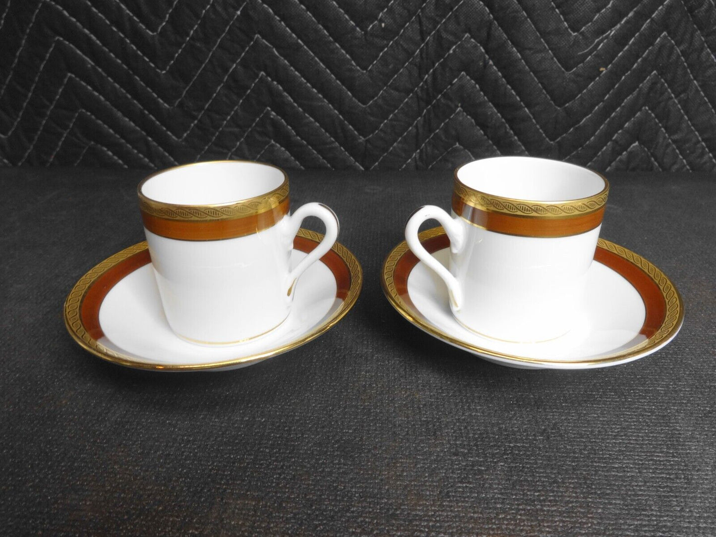 Richard Ginori Palermo Brown Demitasse Espresso Cup/Saucer Gold Set of 2.4 piece