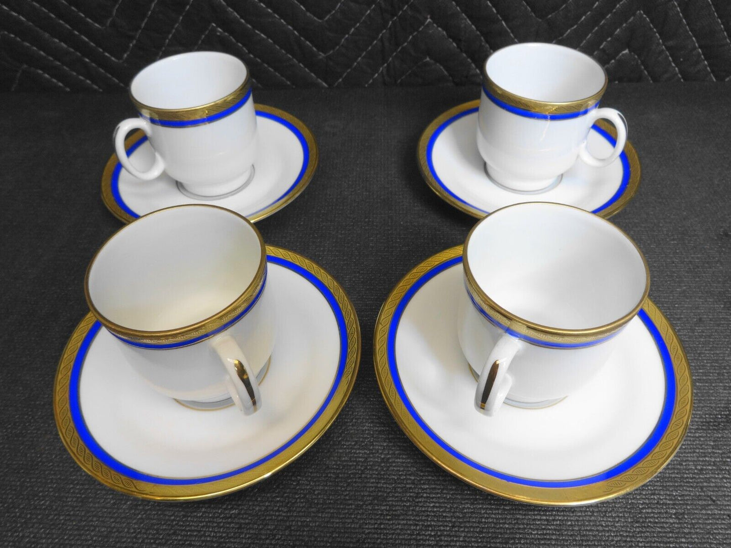 Richard Ginori PALERMO Blue Demitasse Espresso Cup & Saucer  - Set of 4, 8 Piece