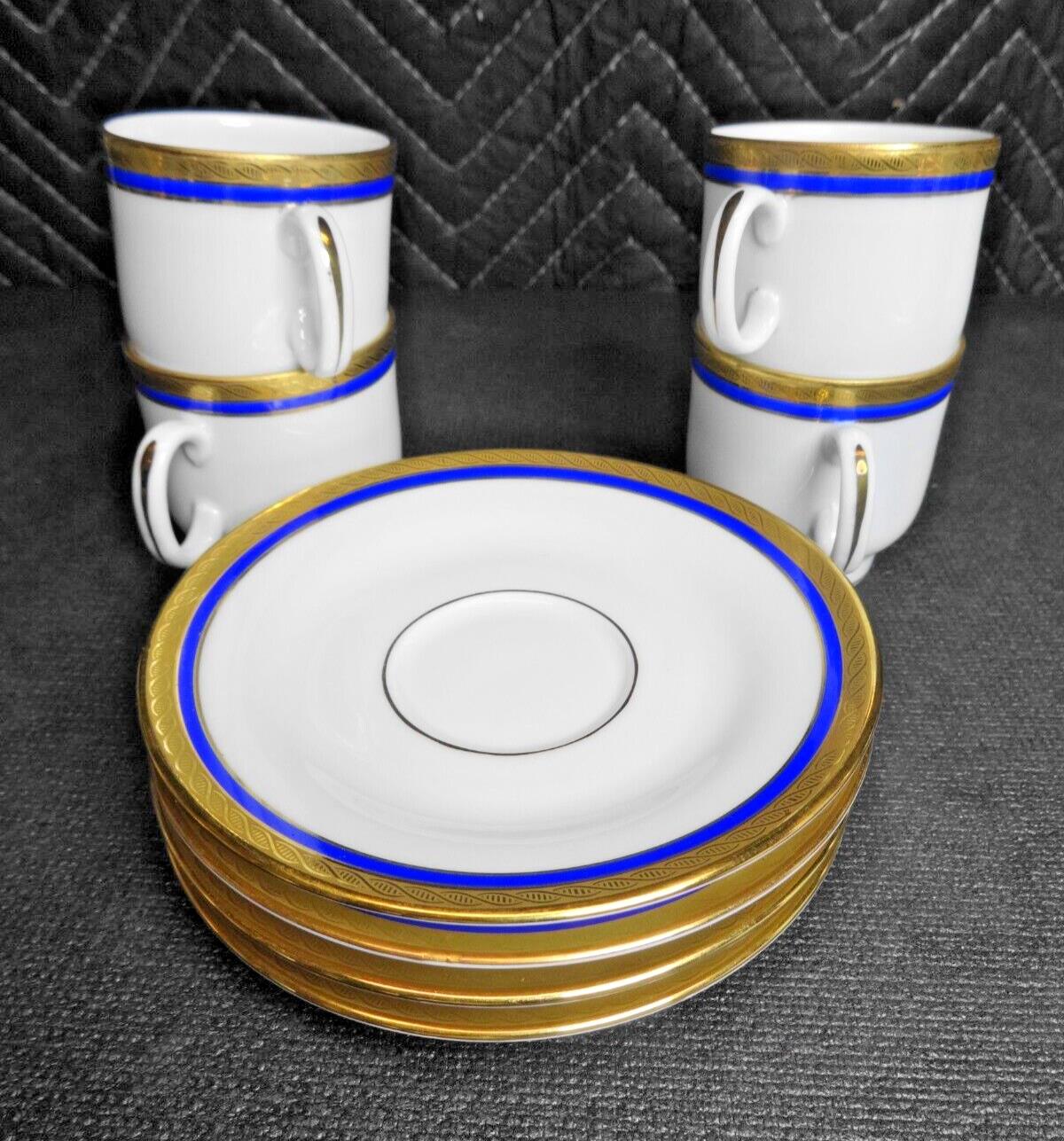 Richard Ginori PALERMO Blue Demitasse Espresso Cup & Saucer  - Set of 4, 8 Piece