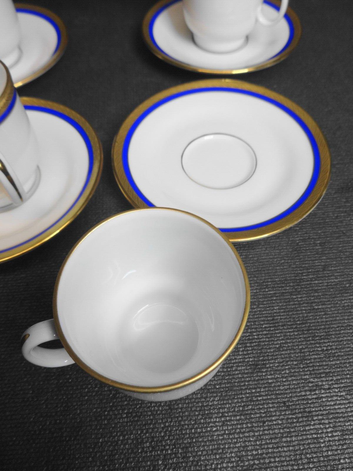 Richard Ginori PALERMO Blue Demitasse Espresso Cup & Saucer  - Set of 4, 8 Piece