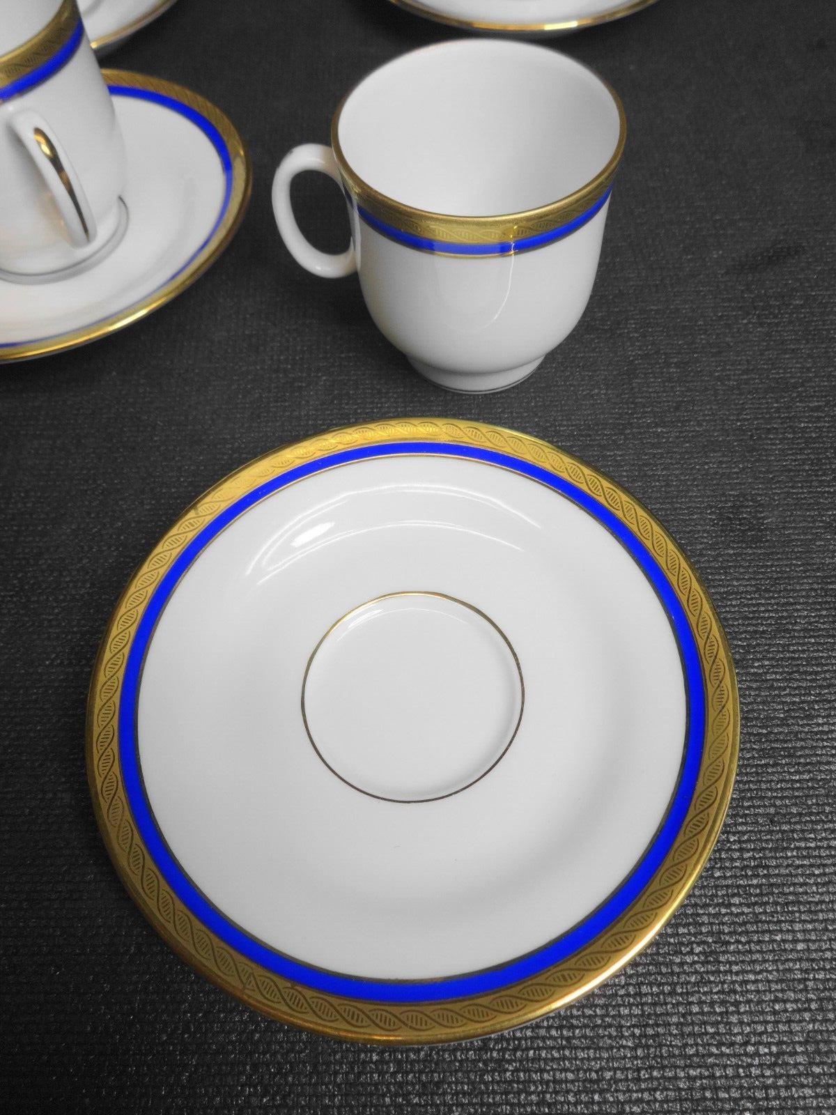 Richard Ginori PALERMO Blue Demitasse Espresso Cup & Saucer  - Set of 4, 8 Piece