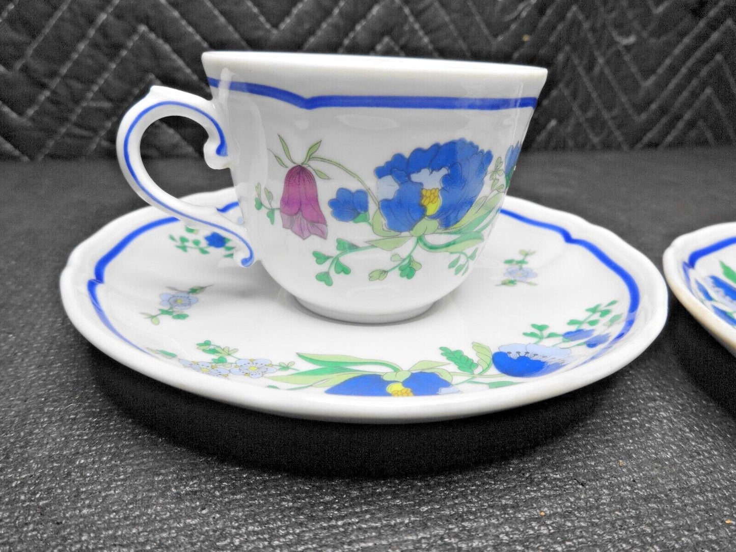 Set Of 2 Richard Ginori - Lerici - Flat Cup & Saucer Set, Floral N-9 - Italy