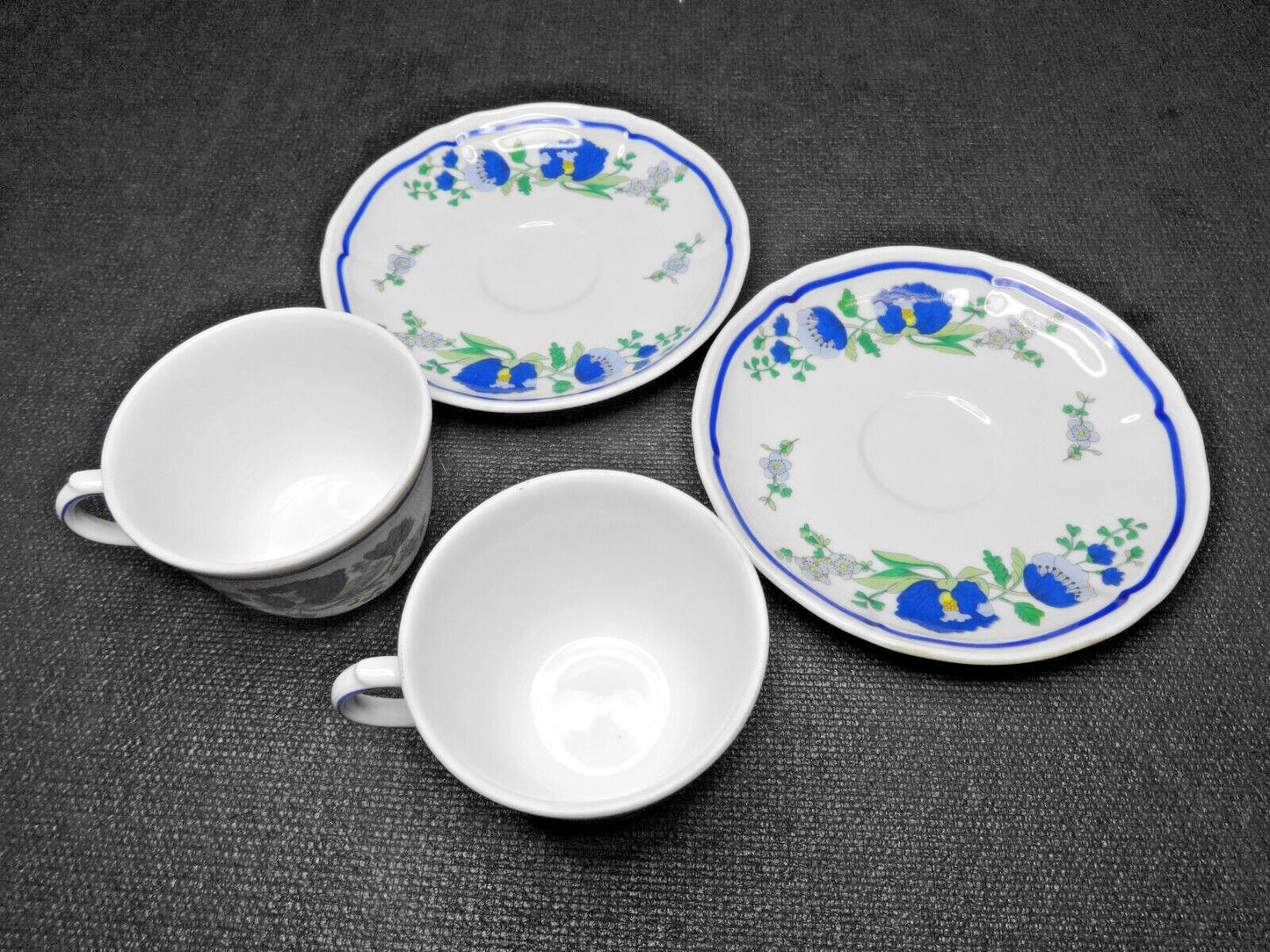 Set Of 2 Richard Ginori - Lerici - Flat Cup & Saucer Set, Floral N-9 - Italy