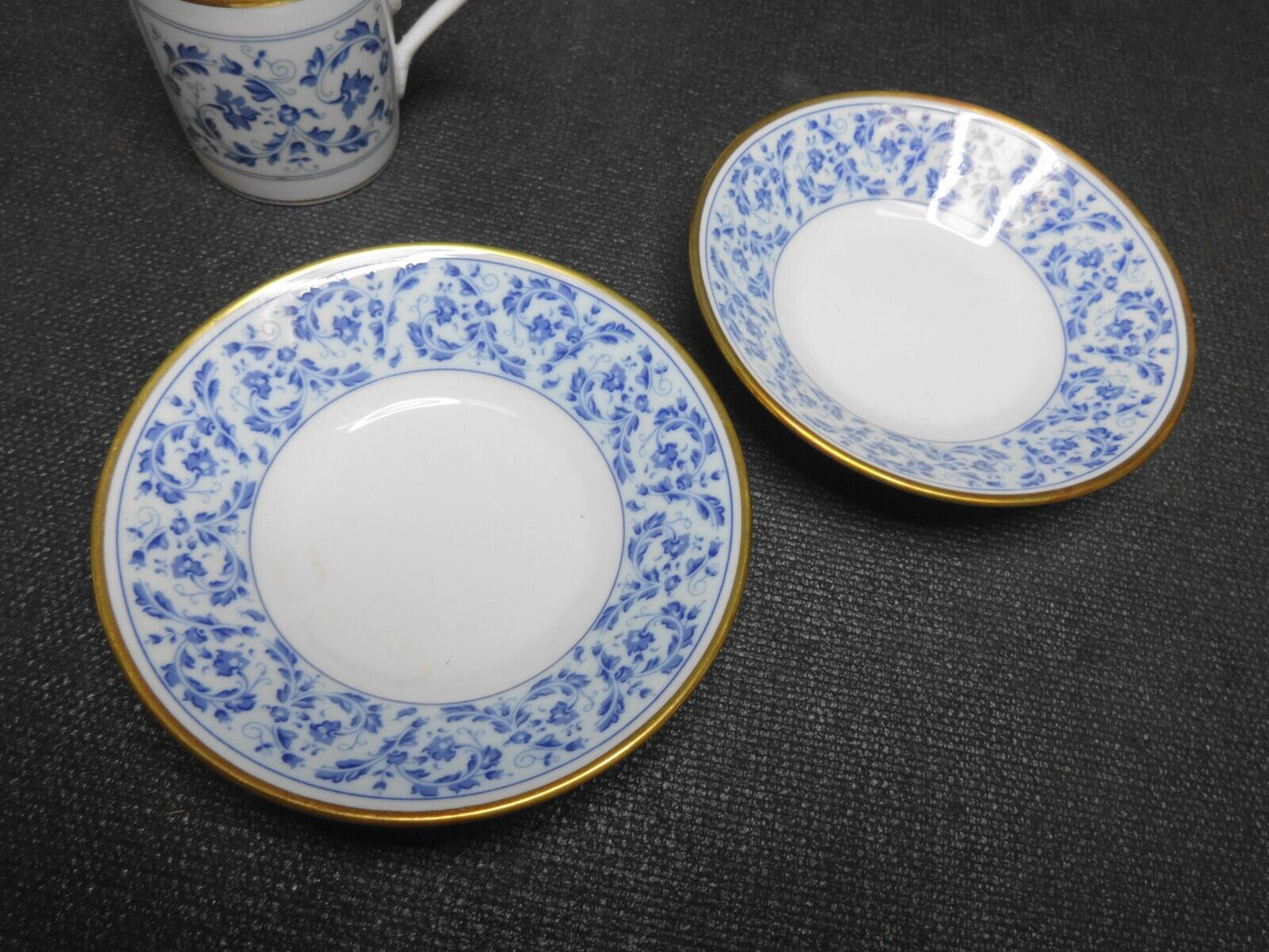 Set of 2.4 RICHARD GINORI Floral Demitasse Espresso Cup Saucer Blue Gold White