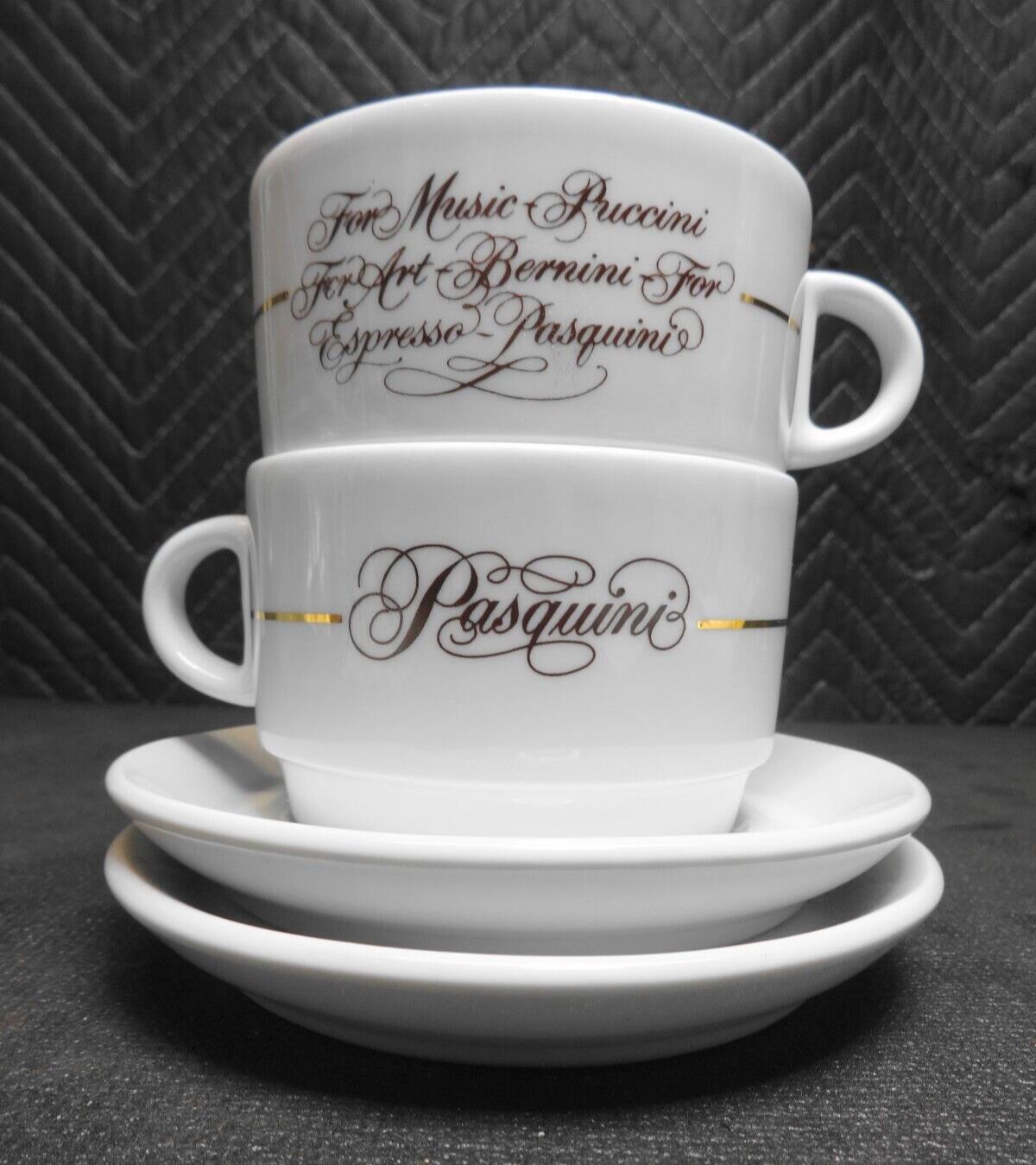 Set of 2 Pasquini Espresso Coffee Cup & Saucer NEW 3 1/2 X 2 1/4 IPA Italy SM