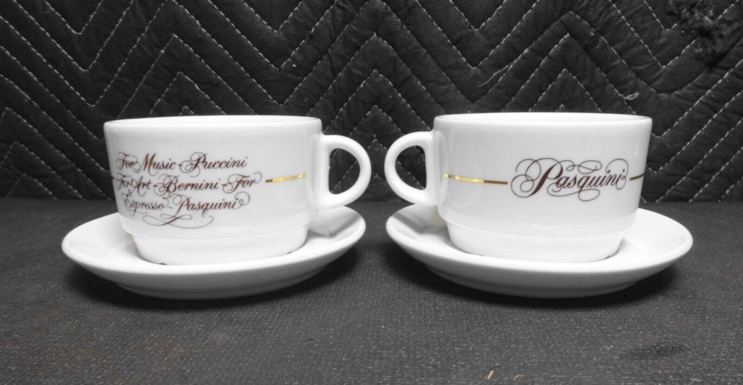 Set of 2 Pasquini Espresso Coffee Cup & Saucer NEW 3 1/2 X 2 1/4 IPA Italy SM