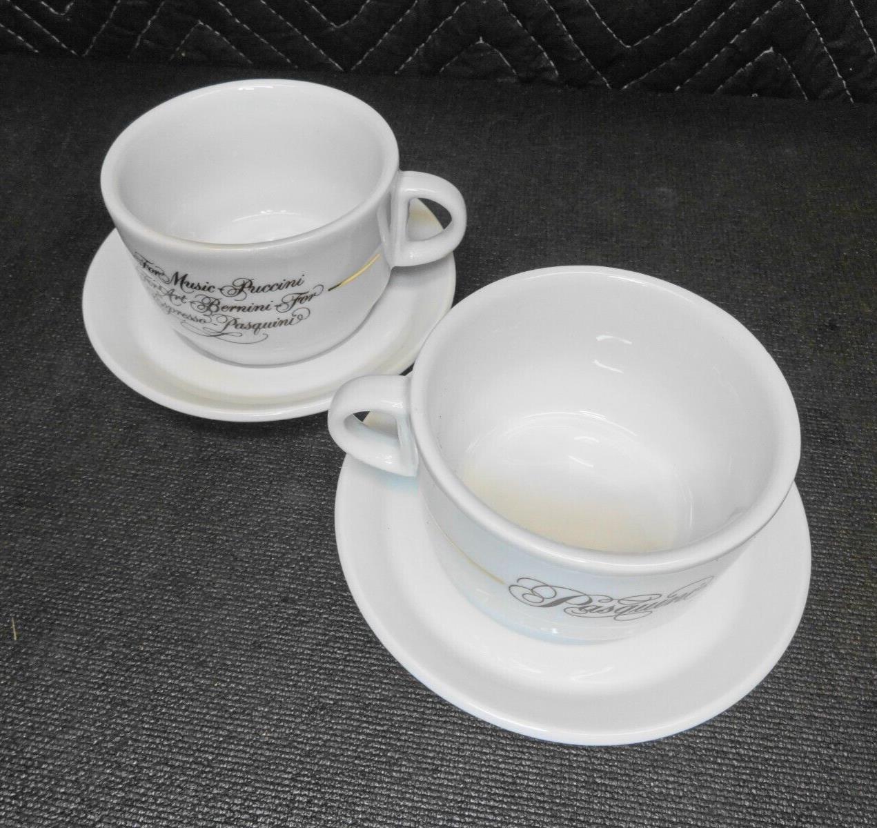 Set of 2 Pasquini Espresso Coffee Cup & Saucer NEW 3 1/2 X 2 1/4 IPA Italy SM