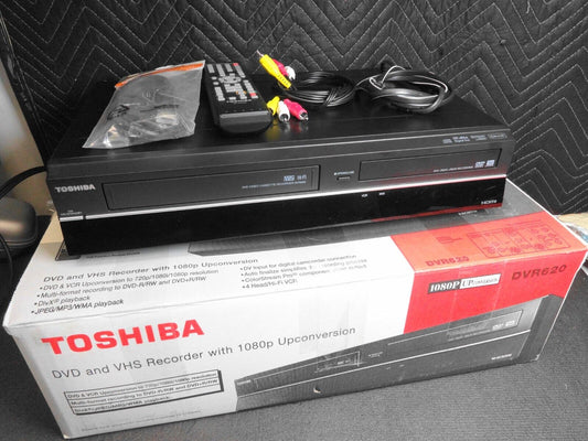 Toshiba DVR620 DVD & VHS Recorder Combo w/ Remote 1080p Upconversion *SERVICED*