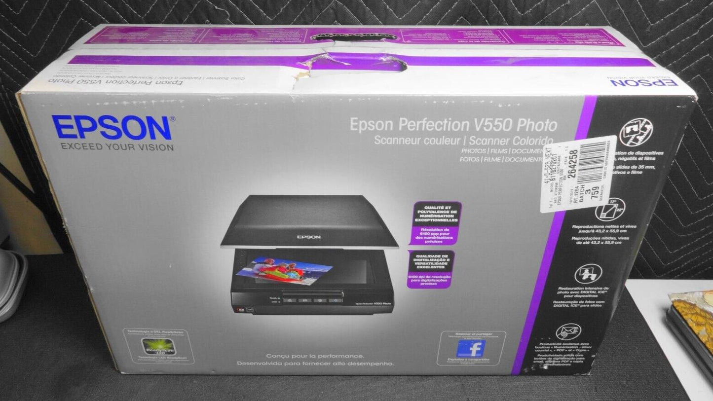 NEW Epson V550 Perfection 6400 x 9600 dpi Photo Premium Flatbed Scanner SEALED