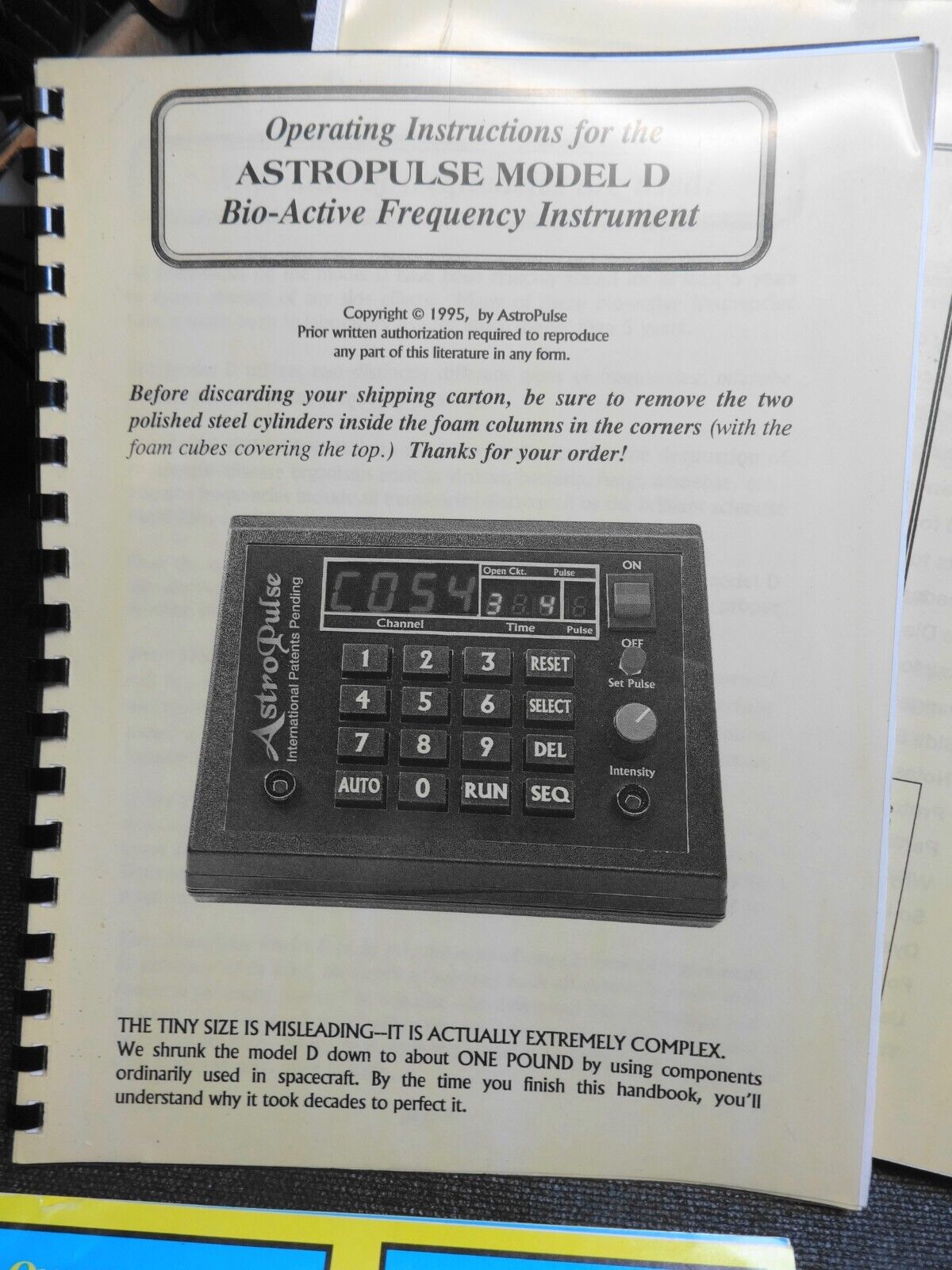 AstroPulse Bio-Active Frequency Instrument Components & Manuals - Hulda Clark