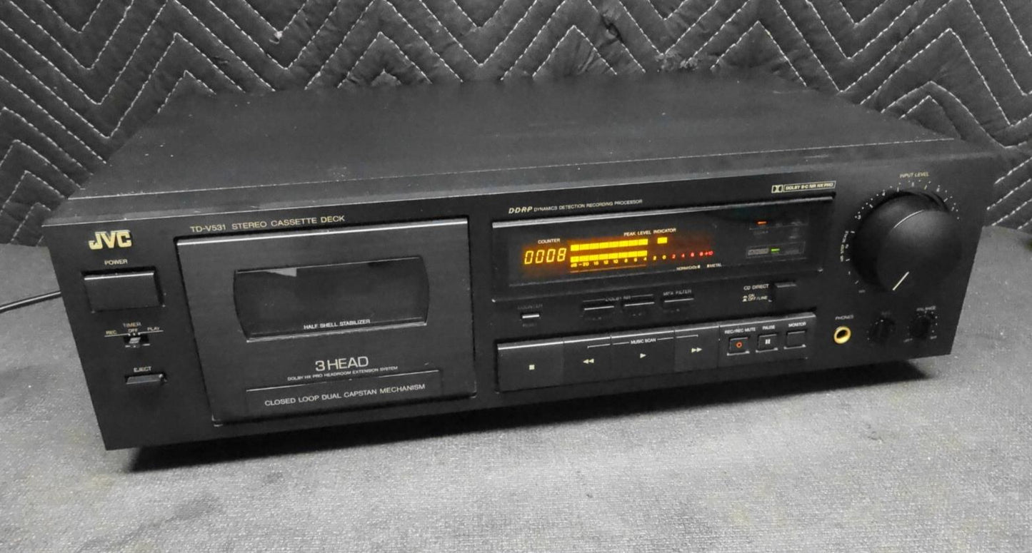 JVC Model TD-V531 Stereo 3 Head Cassette Tape Deck Recorder Dolby B/C/HX Pro