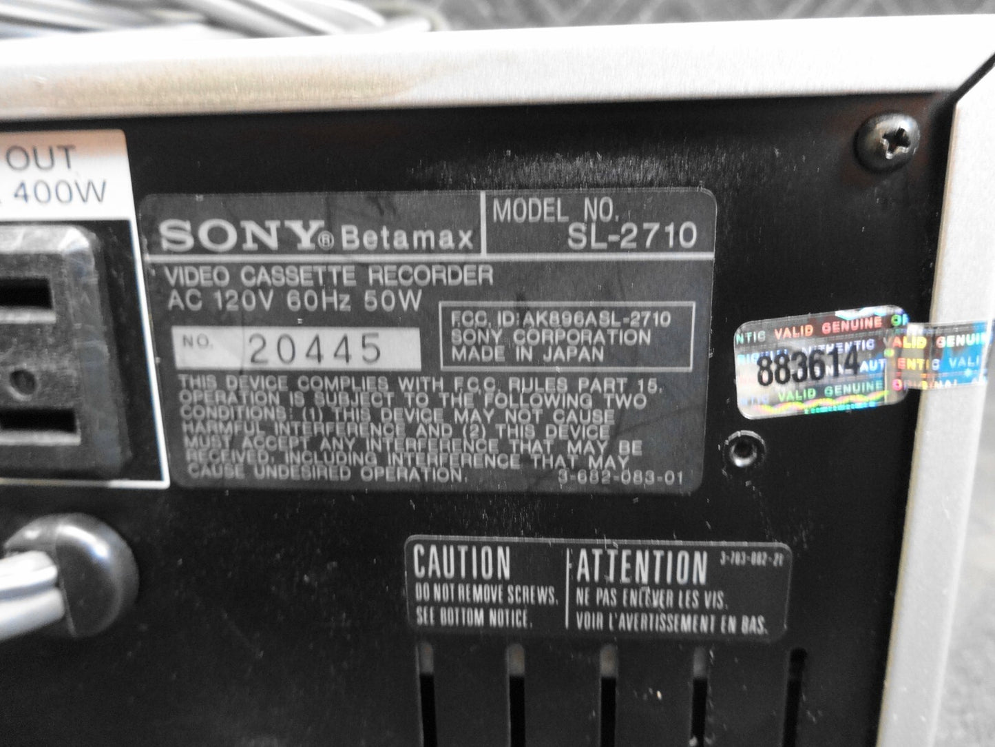 Vintage SONY BETAMAX SL-2710 - *SERVICED*