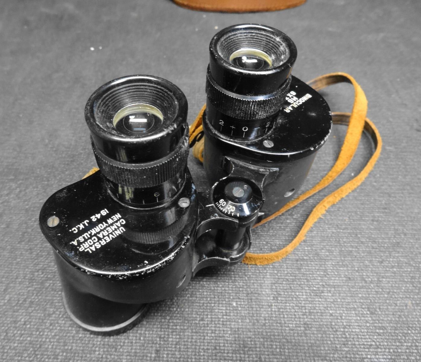UNIVERSAL CAMERA CORP BINOCULARS M6 6×30 WW2 US ARMY ISSUE 1942 + M17 Case