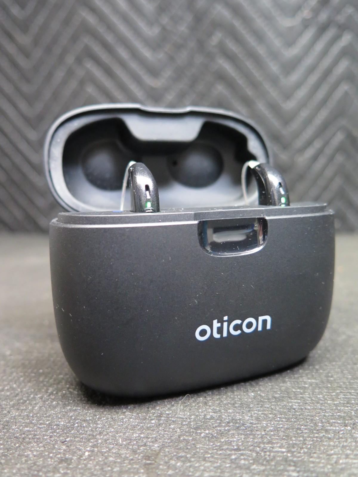 Oticon Real 1 miniRITE R Rechargeable Hearing Aids with Smart Charger - Black