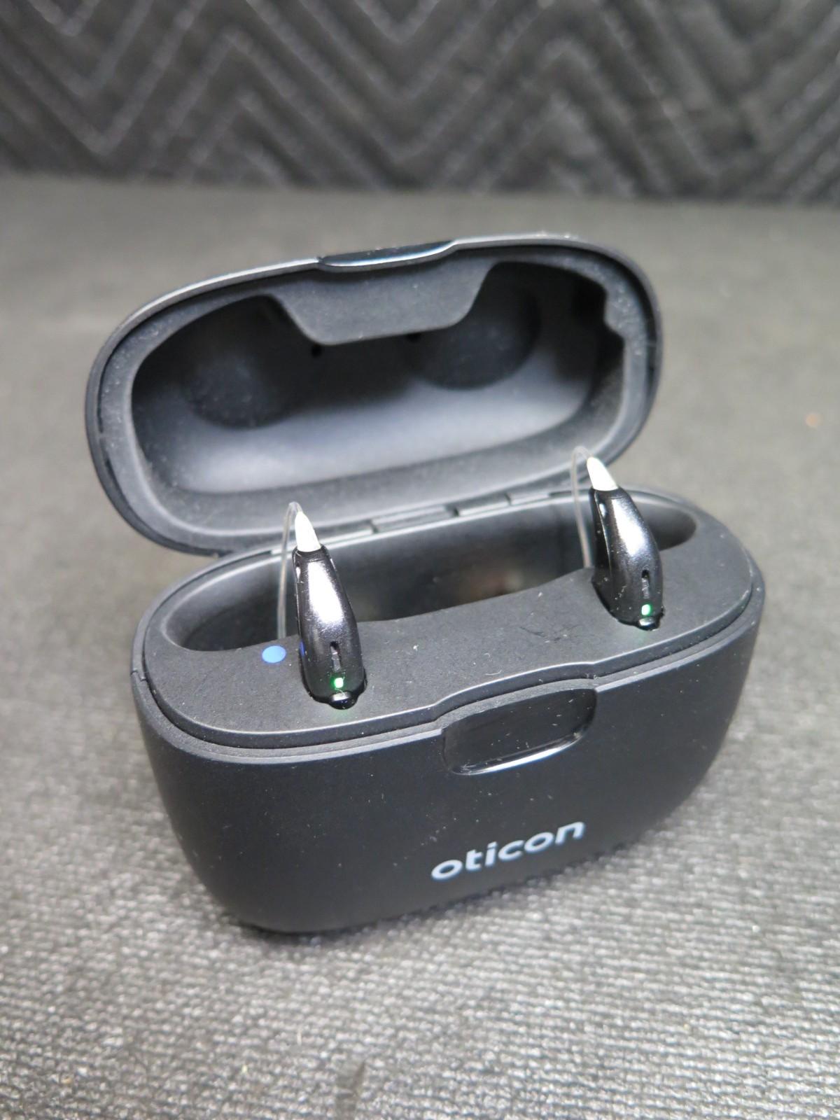 Oticon Real 1 miniRITE R Rechargeable Hearing Aids with Smart Charger - Black