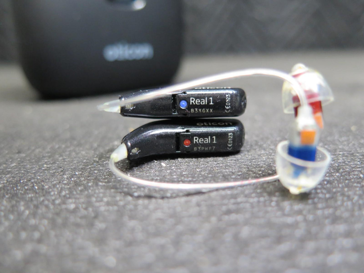 Oticon Real 1 miniRITE R Rechargeable Hearing Aids with Smart Charger - Black