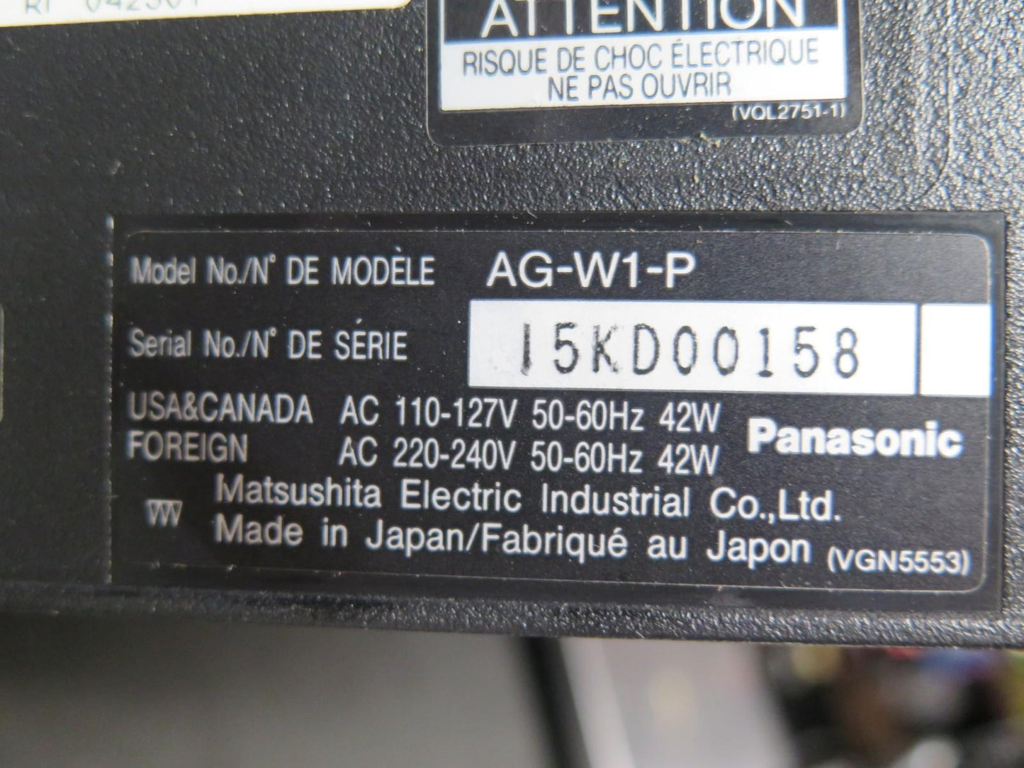 Panasonic AG-W1-P Multi VHS Recorder - PAL, SECAM, NTSC Worldwide w/ Remote