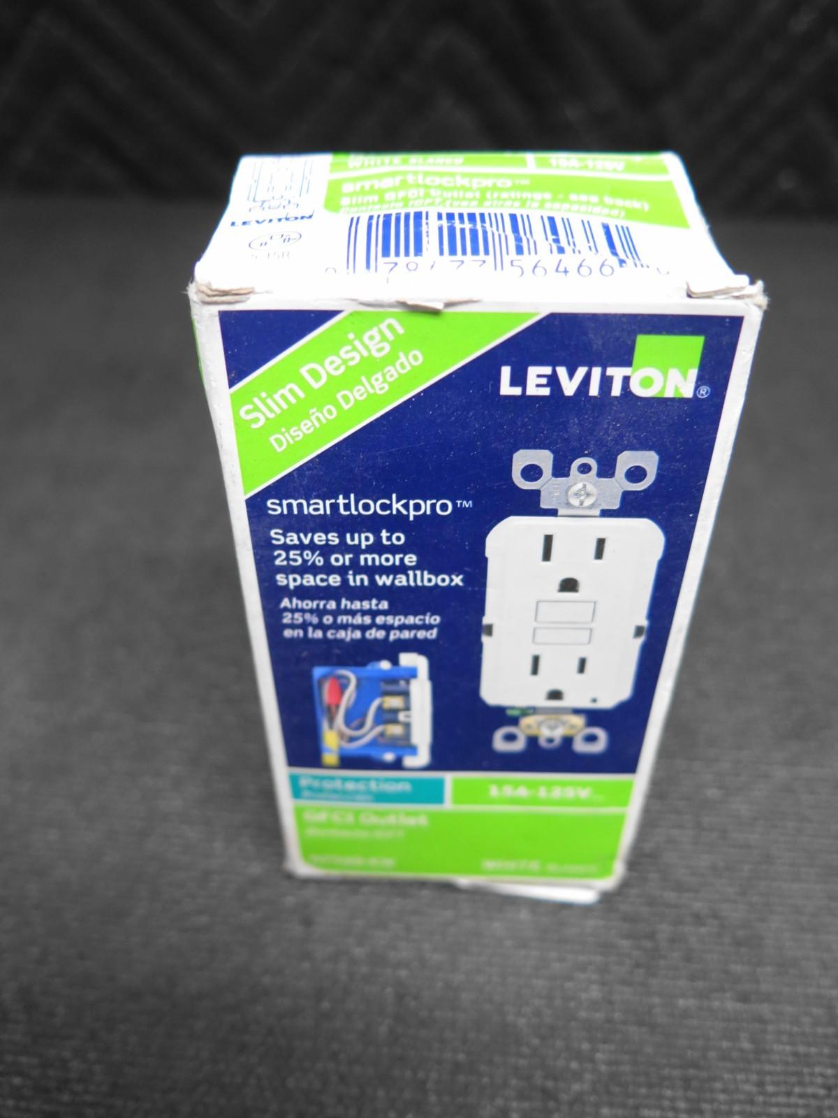 Leviton® N7599-KW Slim Non-Tamper Resistant GFCI Receptacle, 125 VAC, 15 A, 2 Po
