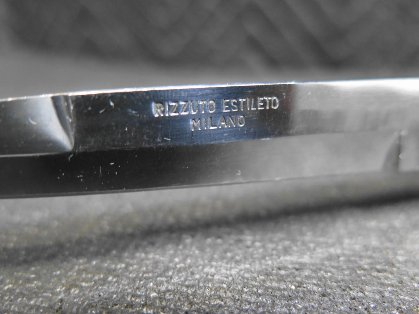 10.5” Rizzuto Estileto Milan Stainless Steel Folding Button Release White 1960