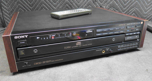 Vintage Sony CDP-C8ESD Carousel CD Player W/ Remote - Wood Sides - *SERVICED*