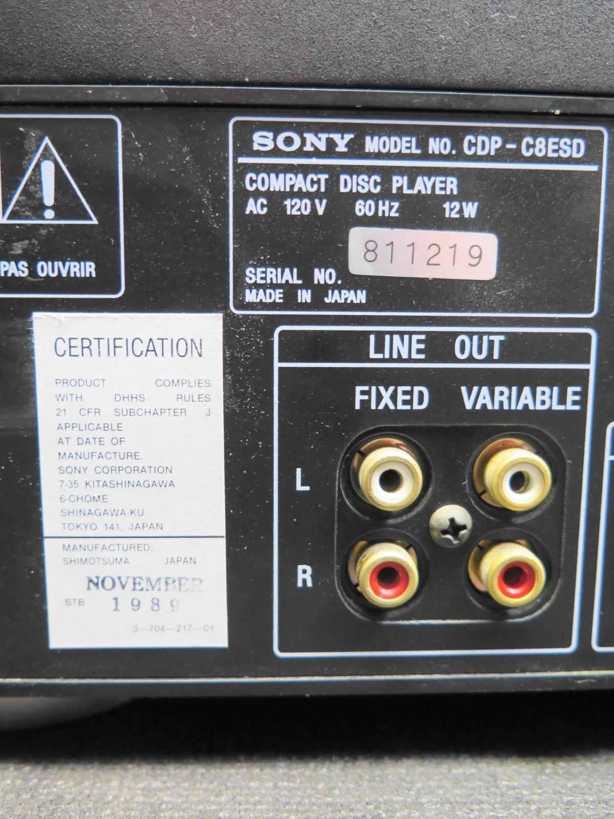 Vintage Sony CDP-C8ESD Carousel CD Player W/ Remote - Wood Sides - *SERVICED*