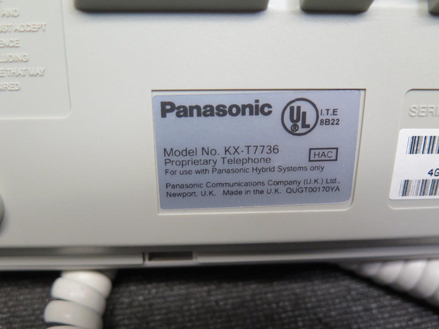 Panasonic KX-T7736 Hybrid System Corded Telephone Backlit LCD White