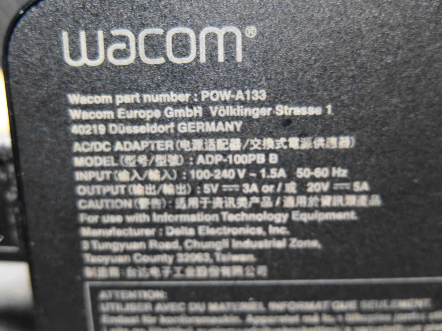 Original WACOM ACK42714 POW-A133 ADP-100PB B 100W USB-C AC Adapter