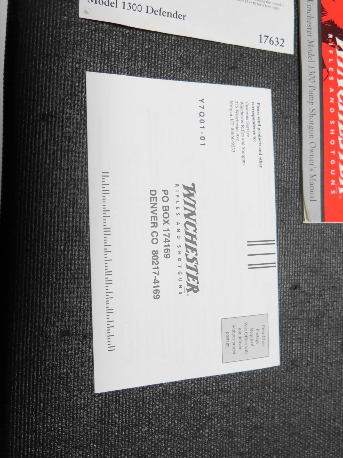 Winchester 1300 Defender - FACTORY Owners Manual & Owners Card - 1998