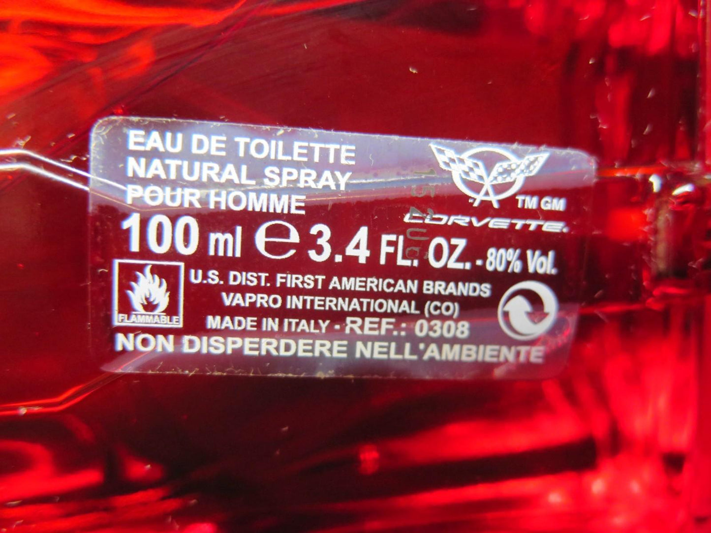 OFFICIAL OEM GM CORVETTE RED Cologne FOR MEN - FULL - Italy