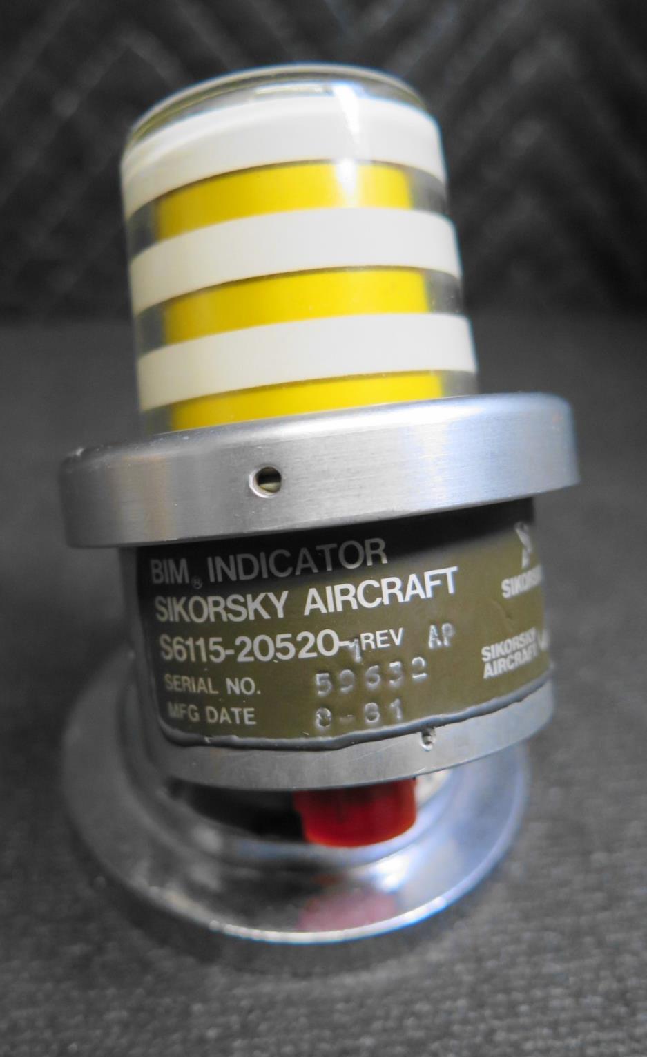 Sikorsky Aircraft BIM Indicator S6115-20520 Rev AP - Yellow for UH-60 Black Hawk