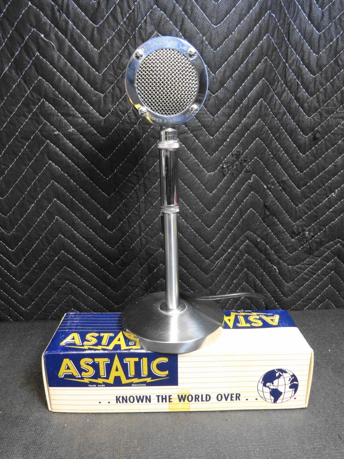 From Hughes Aircraft - Astatic D-104 2 Pin Microphone w/ Box & Stand