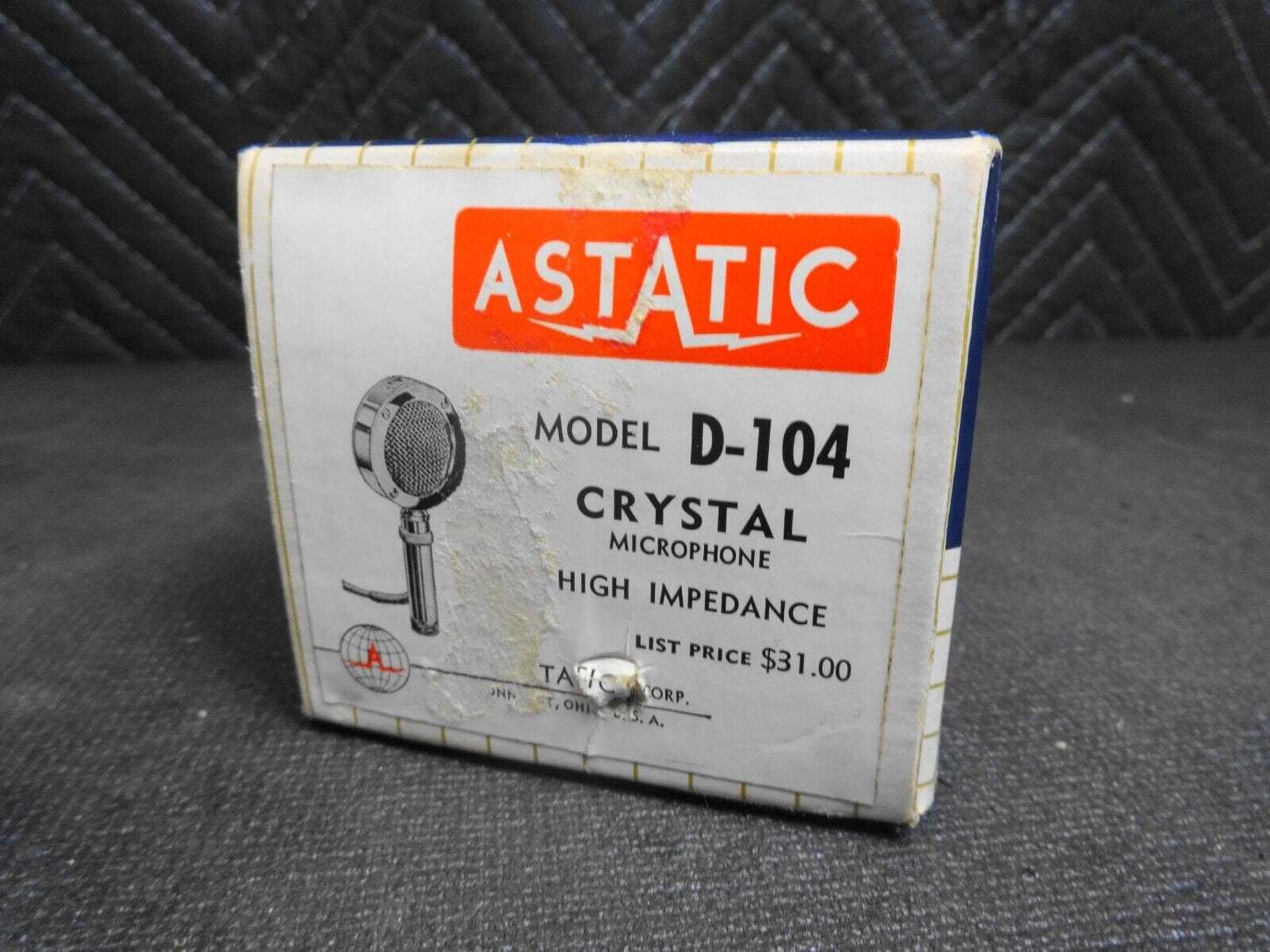 From Hughes Aircraft - Astatic D-104 2 Pin Microphone w/ Box & Stand