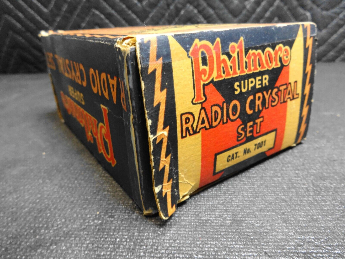 PHILMORE SUPER RADIO CRYSTAL SET DETECTOR - Marbled RED -  No 7001 W/ BOX