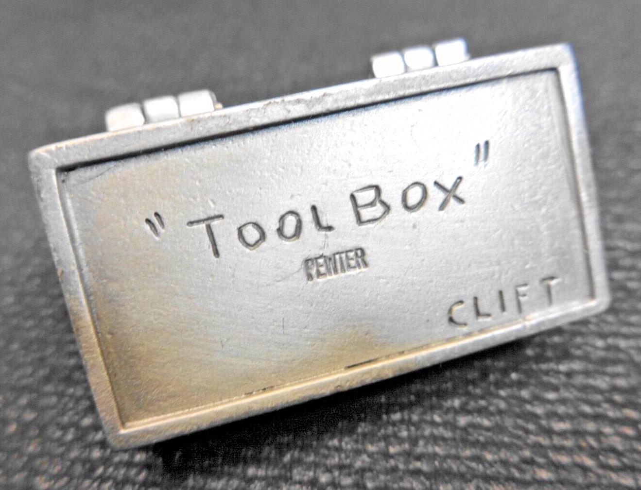 SIGNED JIM CLIFT HAND CRAFTED PEWTER TOOLS WITH TOOLBOX MINIATURE DOLLHOUSE