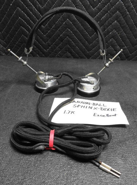 Cannon-Ball Sphinx-Dixie Crystal Radio Headphones 1.7K Vintage Tested EXCELLENT