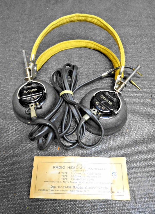 VINTAGE/ANTIQUE DICTOGRAPH CDC49016 RADIO HEADSET - Navy Department Engineering