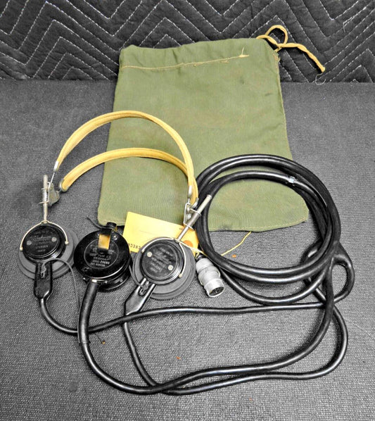 WWII USN USMC Telephonics TH-37 Headset & Microphone - Navajo Code Talker TBY-4