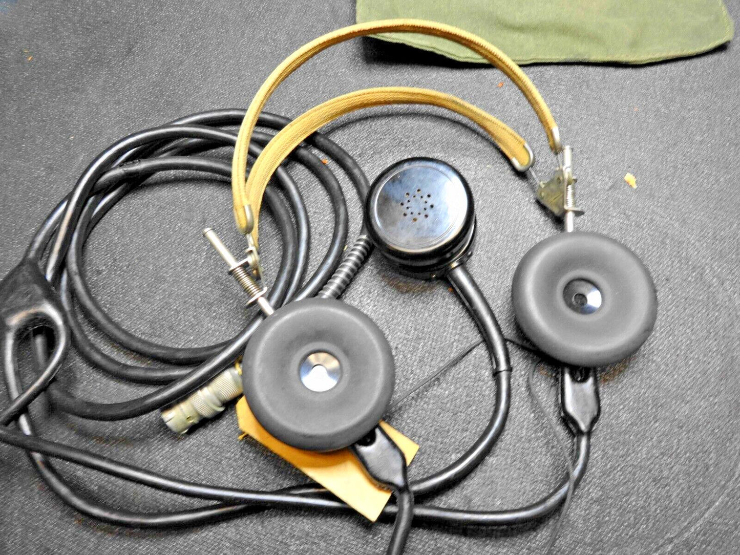 WWII USN USMC Telephonics TH-37 Headset & Microphone - Navajo Code Talker TBY-4