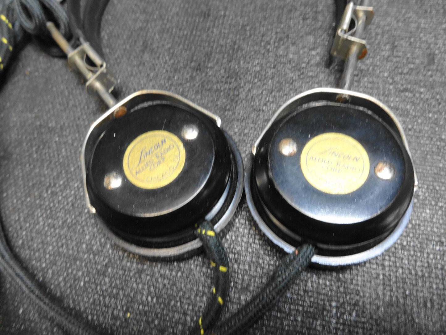 VINTAGE LINCOLN ALLIED CRYSTAL RADIO HEADSET HEADPHONES - 2K